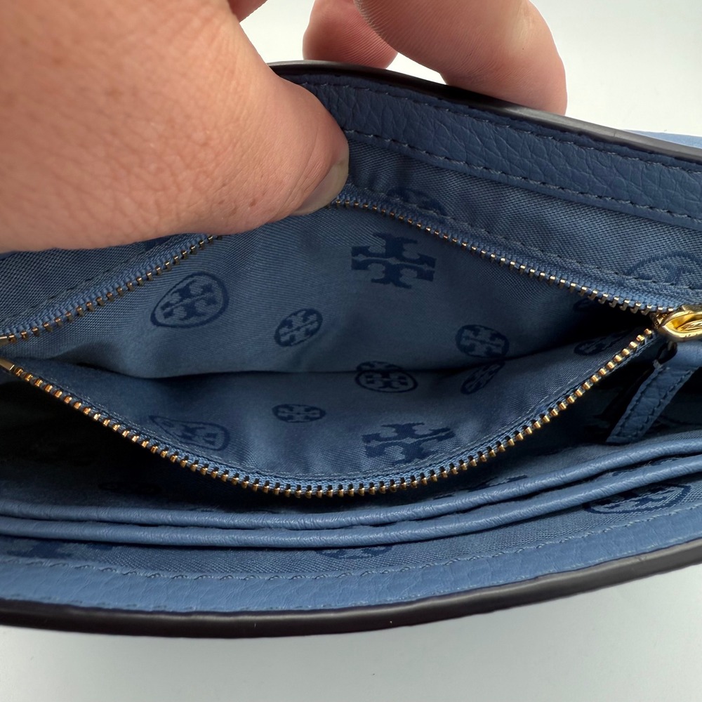 Tory Burch Kira Pebbled Leather Convertible Crossbody Shoulder‎ Bag Blue - Picture 12 of 13